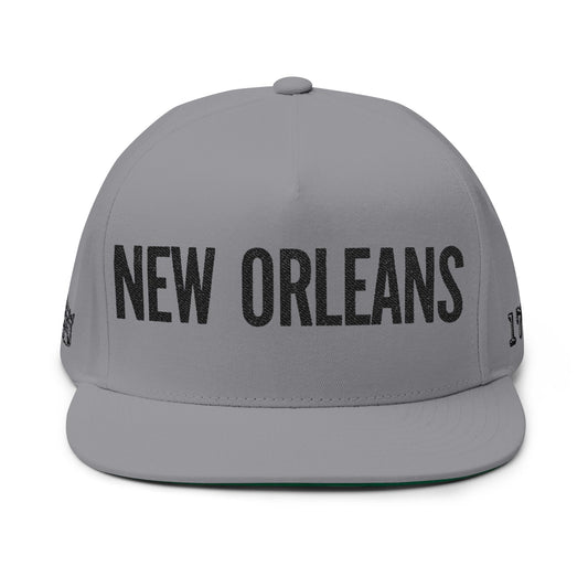 New Orleans Embroidered Flat Bill Cap — City Name Snapback Hat
