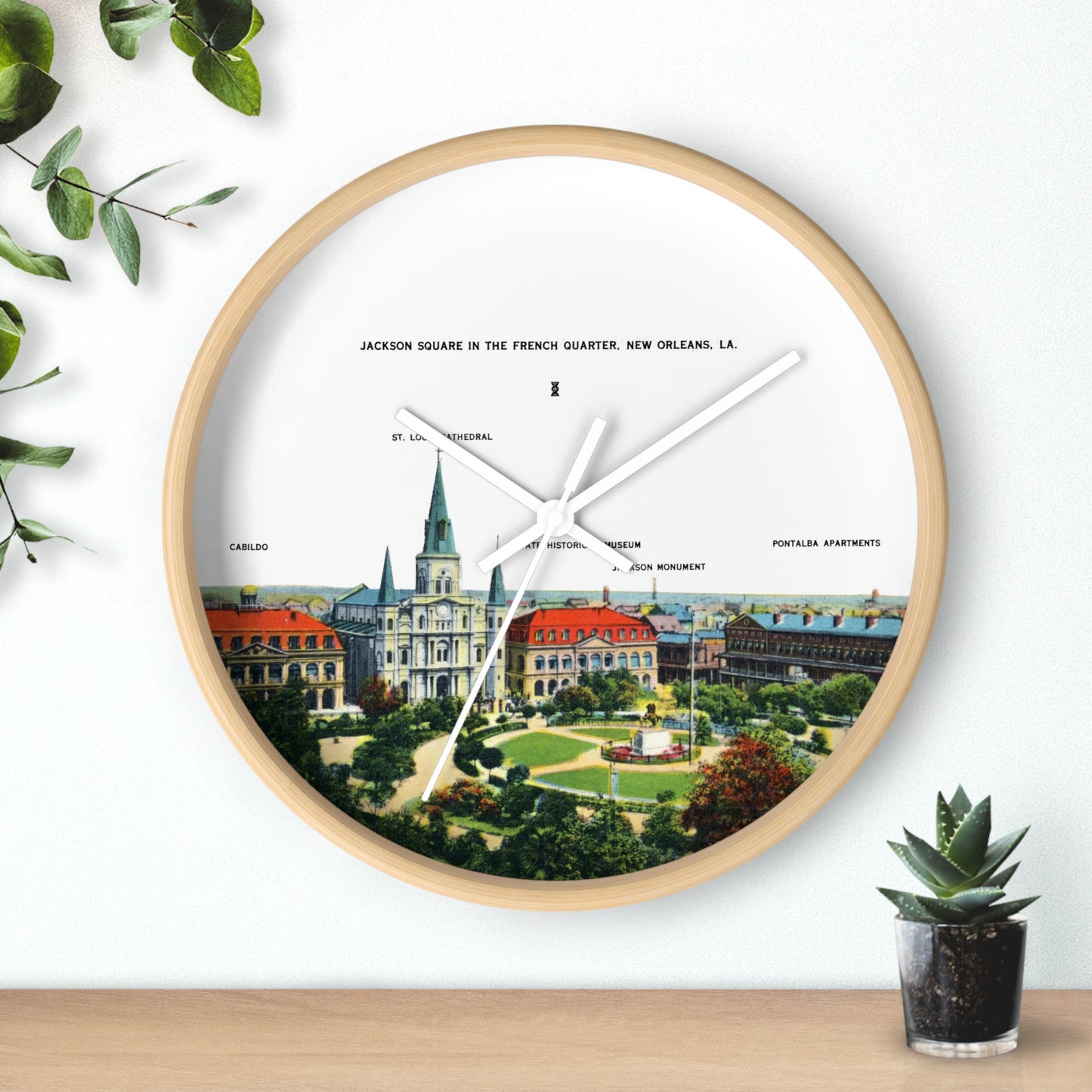 Jackson Square New Orleans Wall Clock — Vintage French Quarter Scenic Clock