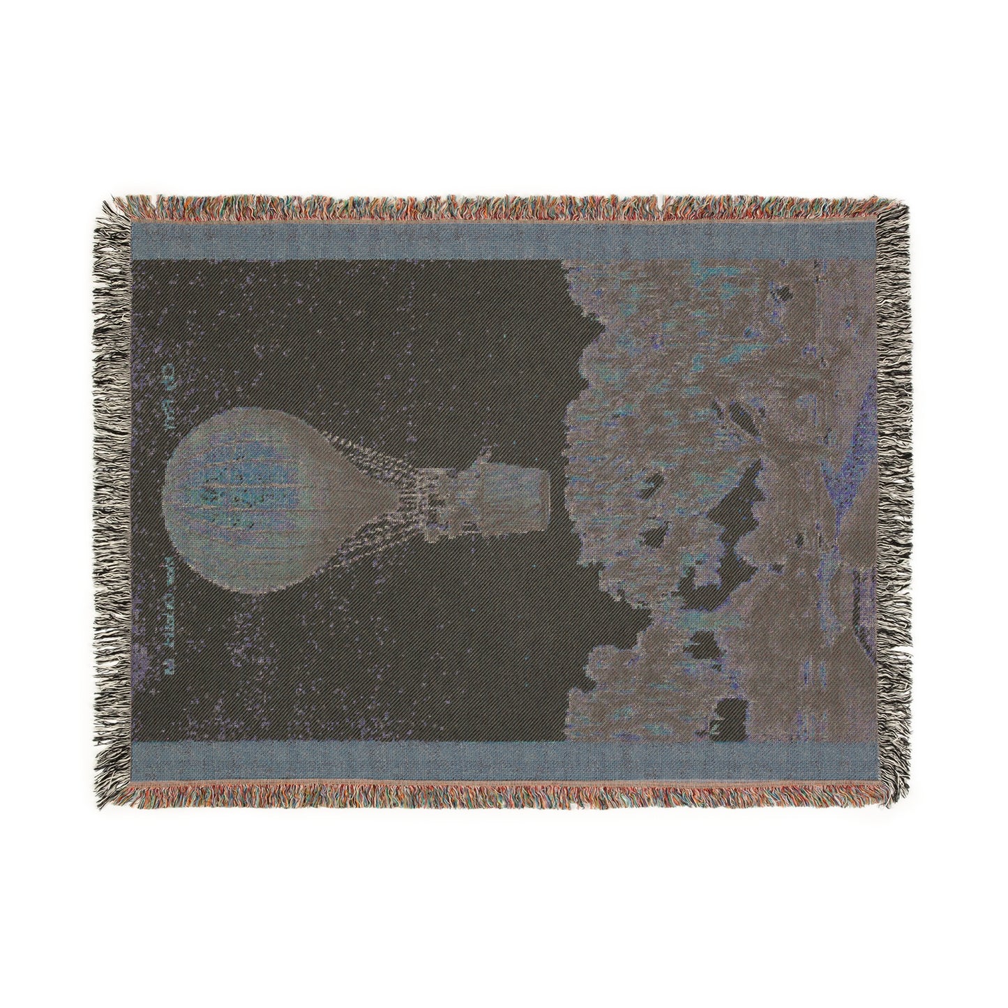 Hot Air Balloon Woven Blanket — Vintage Travel Tapestry Throw