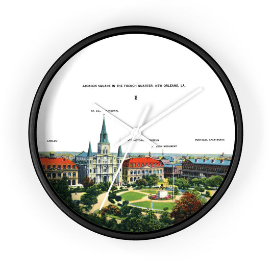 Jackson Square New Orleans Wall Clock — Vintage French Quarter Scenic Clock