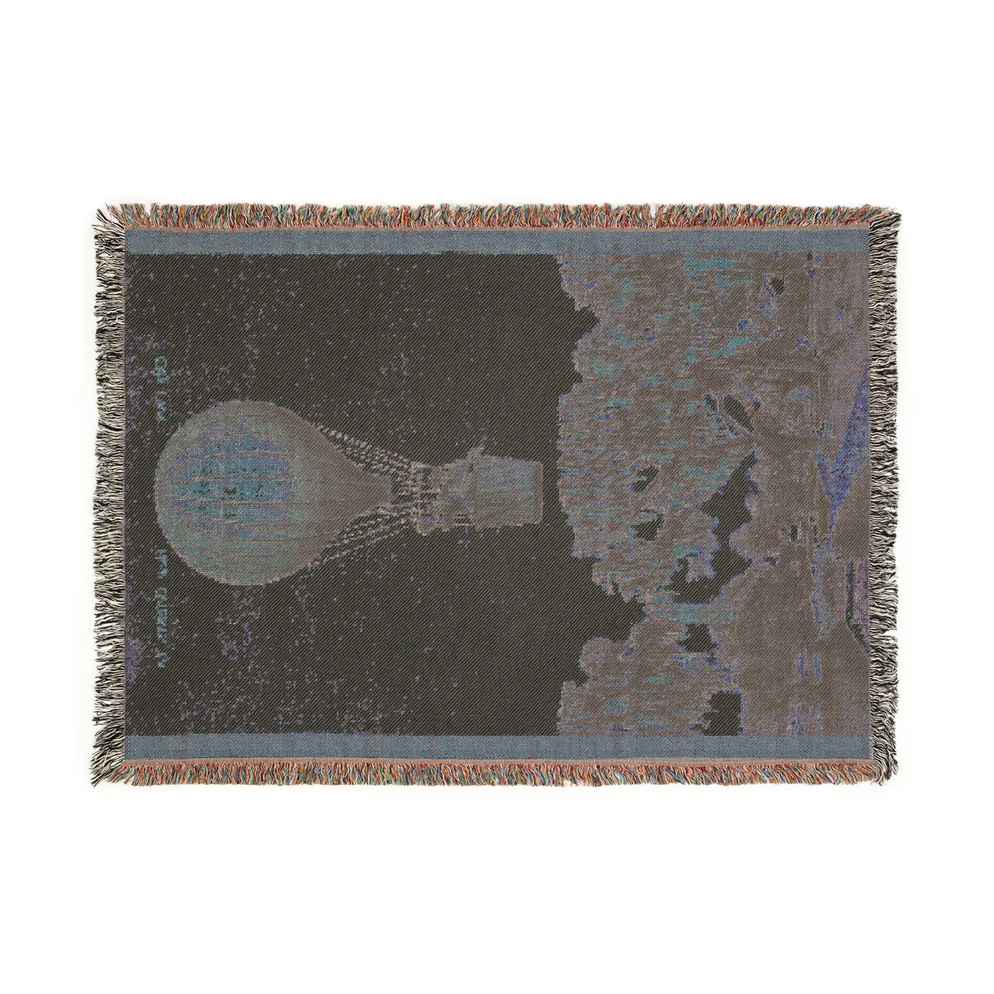Hot Air Balloon Woven Blanket — Vintage Travel Tapestry Throw
