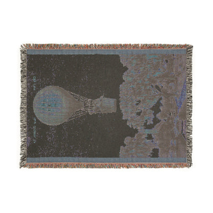 Hot Air Balloon Woven Blanket — Vintage Travel Tapestry Throw