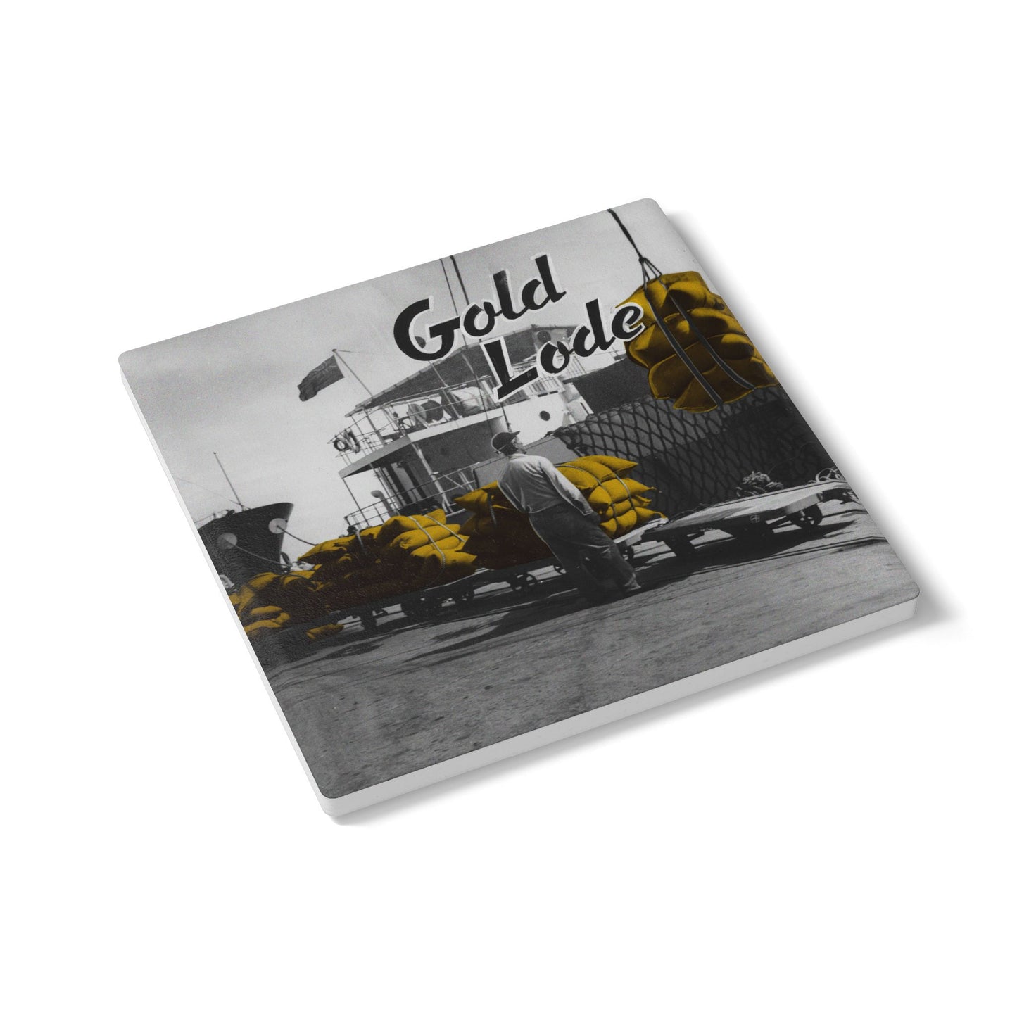 Ceramic Coaster with Vintage Photo - Coffee on the Dock, New Orleans