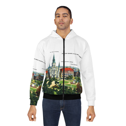 French Quarter New Orleans Zip Hoodie — Vintage Cityscape All-Over Print