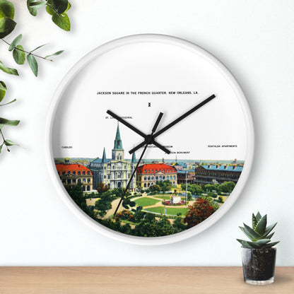 Jackson Square New Orleans Wall Clock — Vintage French Quarter Scenic Clock