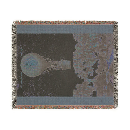 Hot Air Balloon Woven Blanket — Vintage Travel Tapestry Throw