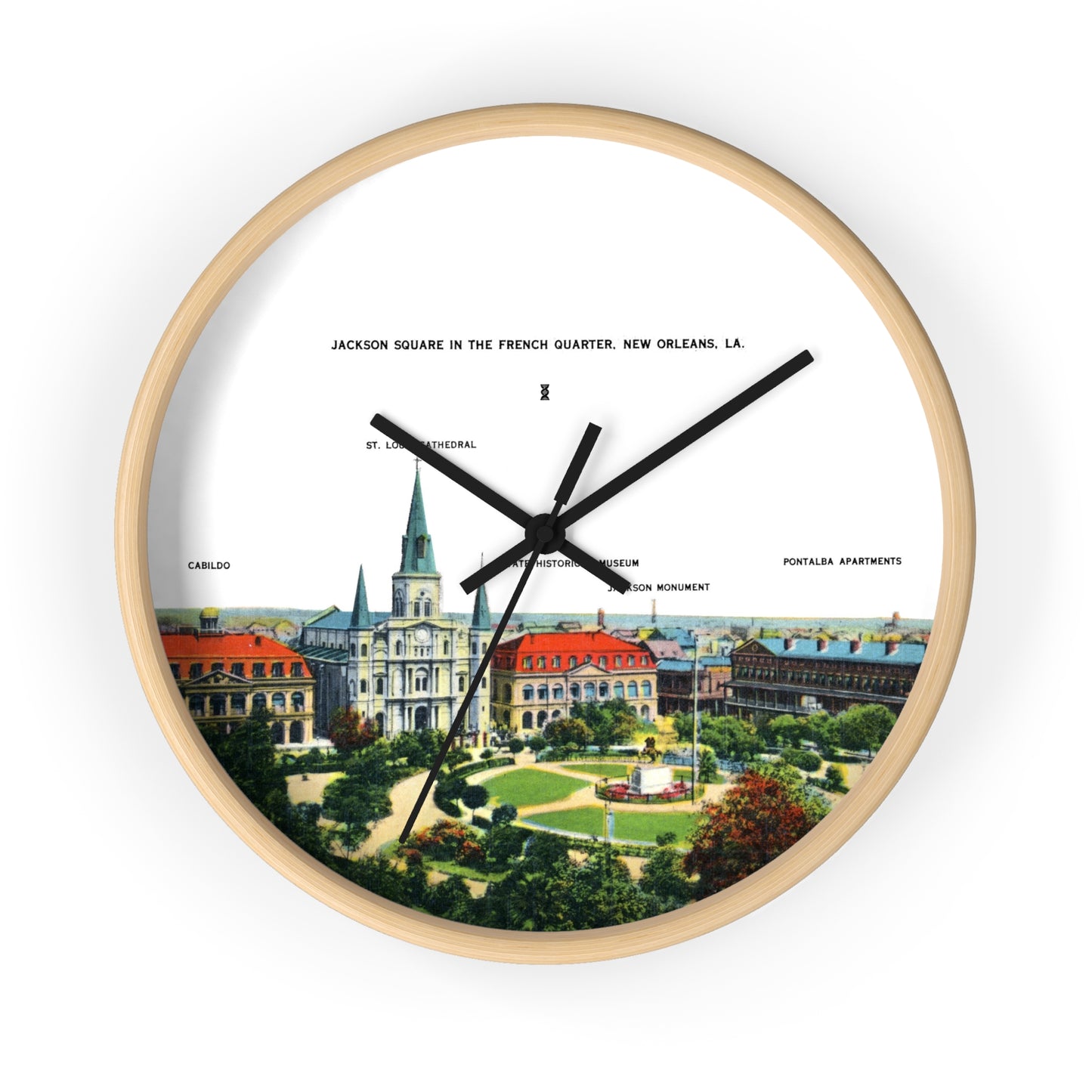 Jackson Square New Orleans Wall Clock — Vintage French Quarter Scenic Clock