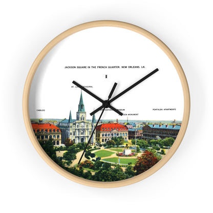 Jackson Square New Orleans Wall Clock — Vintage French Quarter Scenic Clock