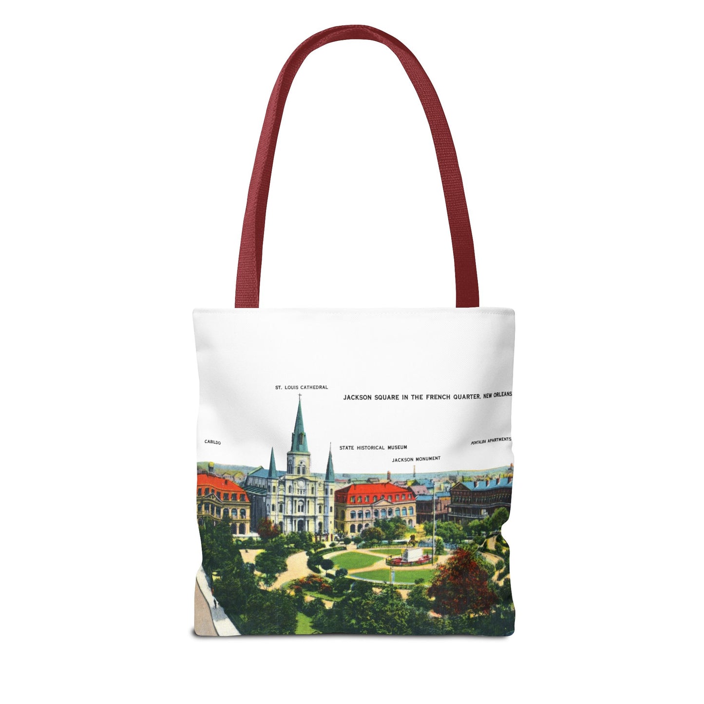 Vintage French Quarter Illustrated Tote Bag — New Orleans Cathedral Scenic Bag