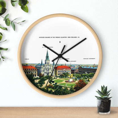 Jackson Square New Orleans Wall Clock — Vintage French Quarter Scenic Clock