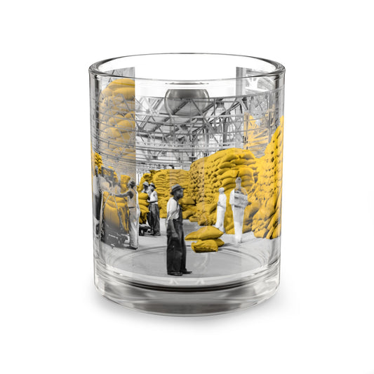 Vintage Warehouse Scene 10oz Glass Mug – Yellow Grain Sack Photo