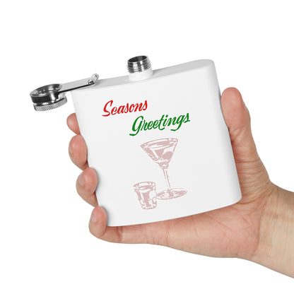 Season Greetings Holiday Stainless Steel Flask, 6oz