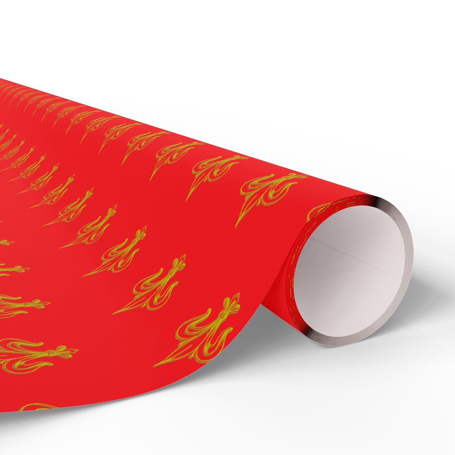 Festive Red & Gold Fluer-de-lis Pattern Holiday Gift Wrapping Paper