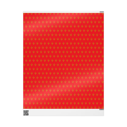 Festive Red & Gold Fluer-de-lis Pattern Holiday Gift Wrapping Paper