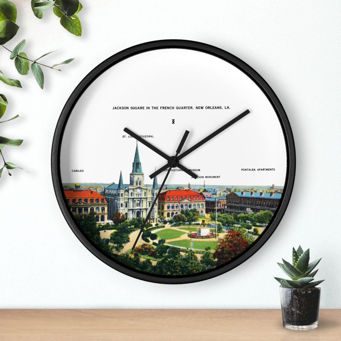 Jackson Square New Orleans Wall Clock — Vintage French Quarter Scenic Clock
