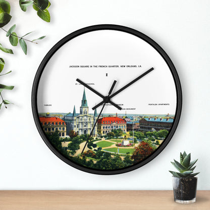 Jackson Square New Orleans Wall Clock — Vintage French Quarter Scenic Clock