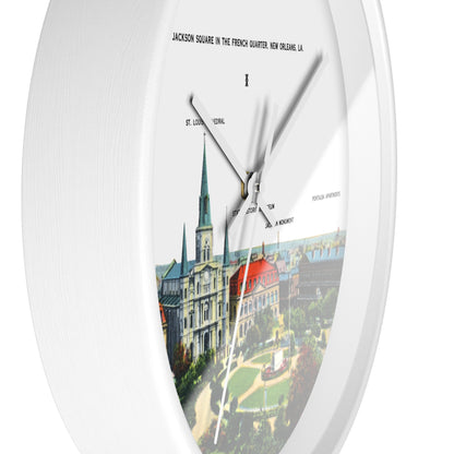 Jackson Square New Orleans Wall Clock — Vintage French Quarter Scenic Clock
