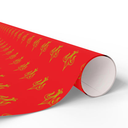 Festive Red & Gold Fluer-de-lis Pattern Holiday Gift Wrapping Paper