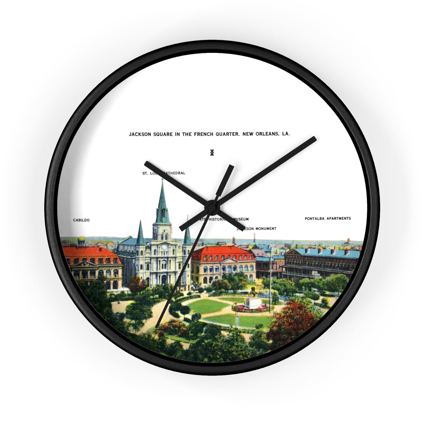 Jackson Square New Orleans Wall Clock — Vintage French Quarter Scenic Clock