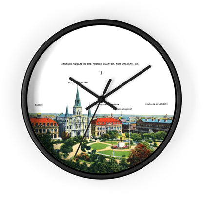 Jackson Square New Orleans Wall Clock — Vintage French Quarter Scenic Clock