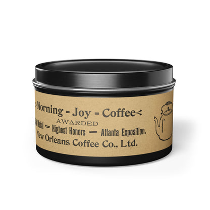 Morning Joy - coffee scented candle with vintage New Orleans newspaper art