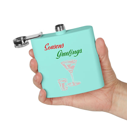 Season Greetings Holiday Stainless Steel Flask, 6oz
