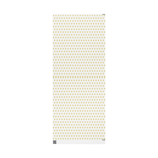 White & Gold Festive Red & Gold Fluer-de-lis Pattern Holiday Gift Wrapping Paper