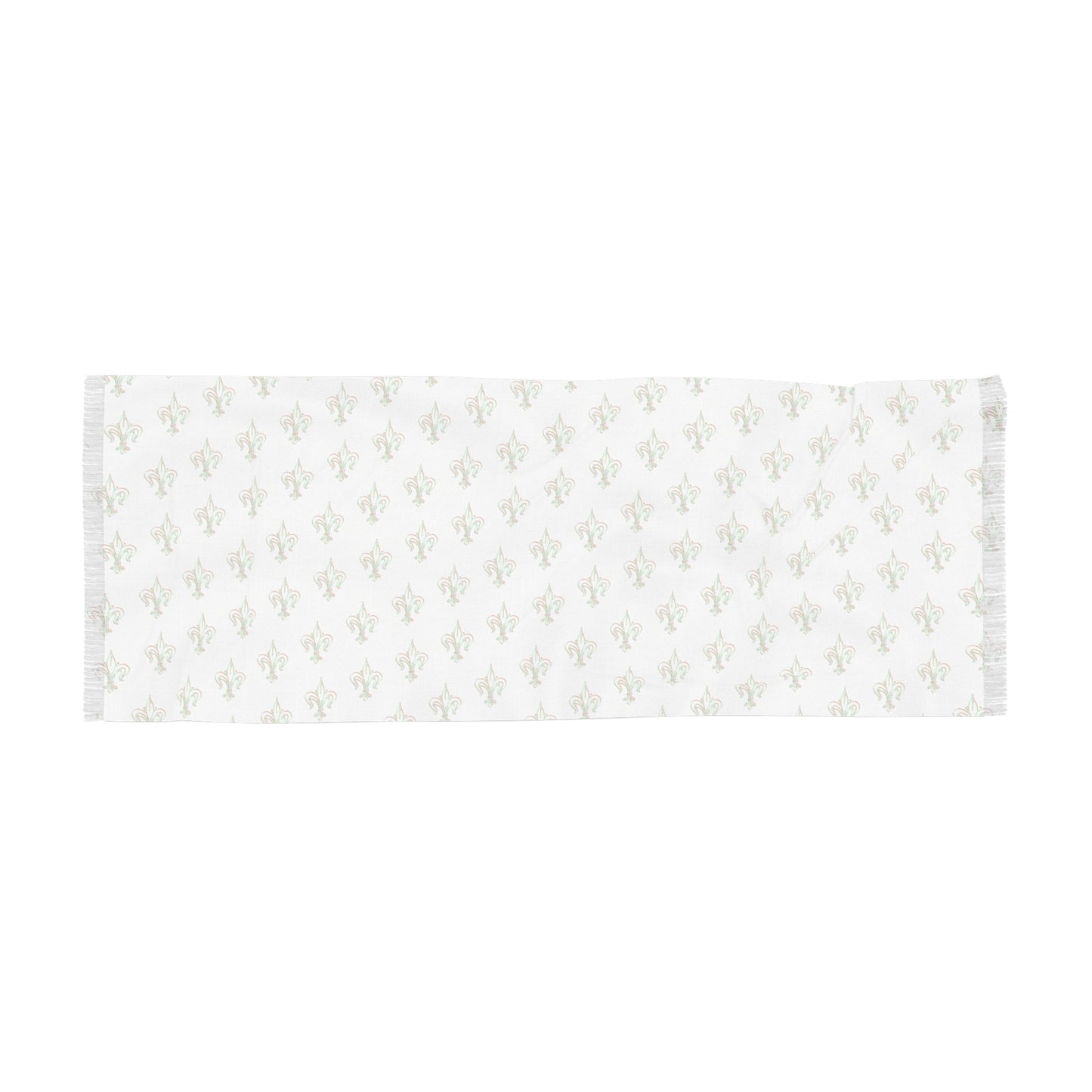 Lightweight White Scarf with Subtle Green Floral Print – Soft Summer Wrap