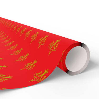 Festive Red & Gold Fluer-de-lis Pattern Holiday Gift Wrapping Paper