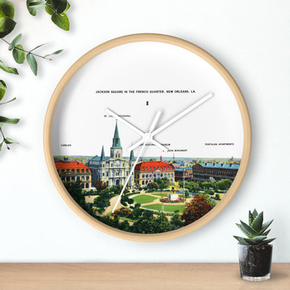 Jackson Square New Orleans Wall Clock — Vintage French Quarter Scenic Clock