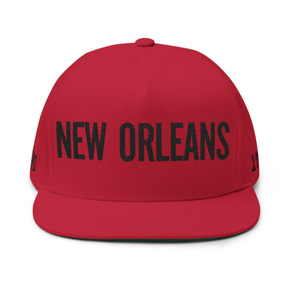 New Orleans Embroidered Flat Bill Cap — City Name Snapback Hat