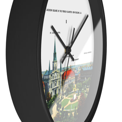 Jackson Square New Orleans Wall Clock — Vintage French Quarter Scenic Clock