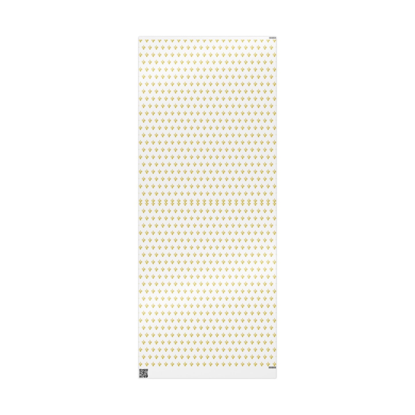 White & Gold Festive Red & Gold Fluer-de-lis Pattern Holiday Gift Wrapping Paper