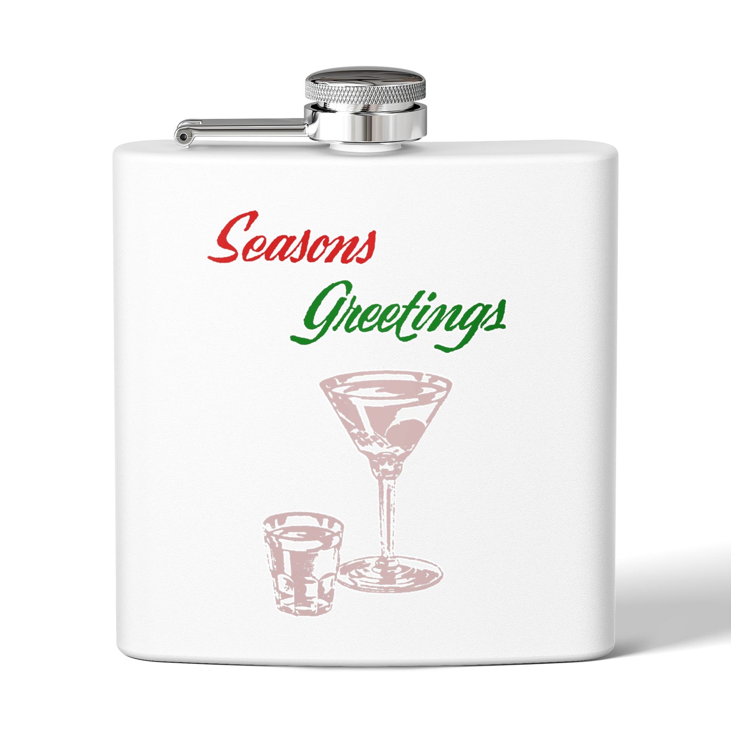 Season Greetings Holiday Stainless Steel Flask, 6oz