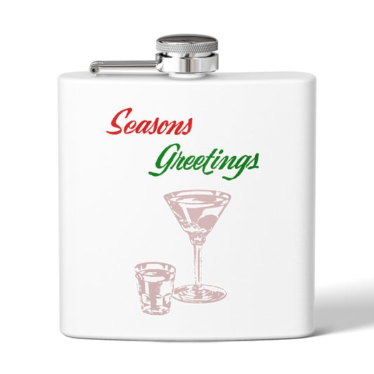 Season Greetings Holiday Stainless Steel Flask, 6oz