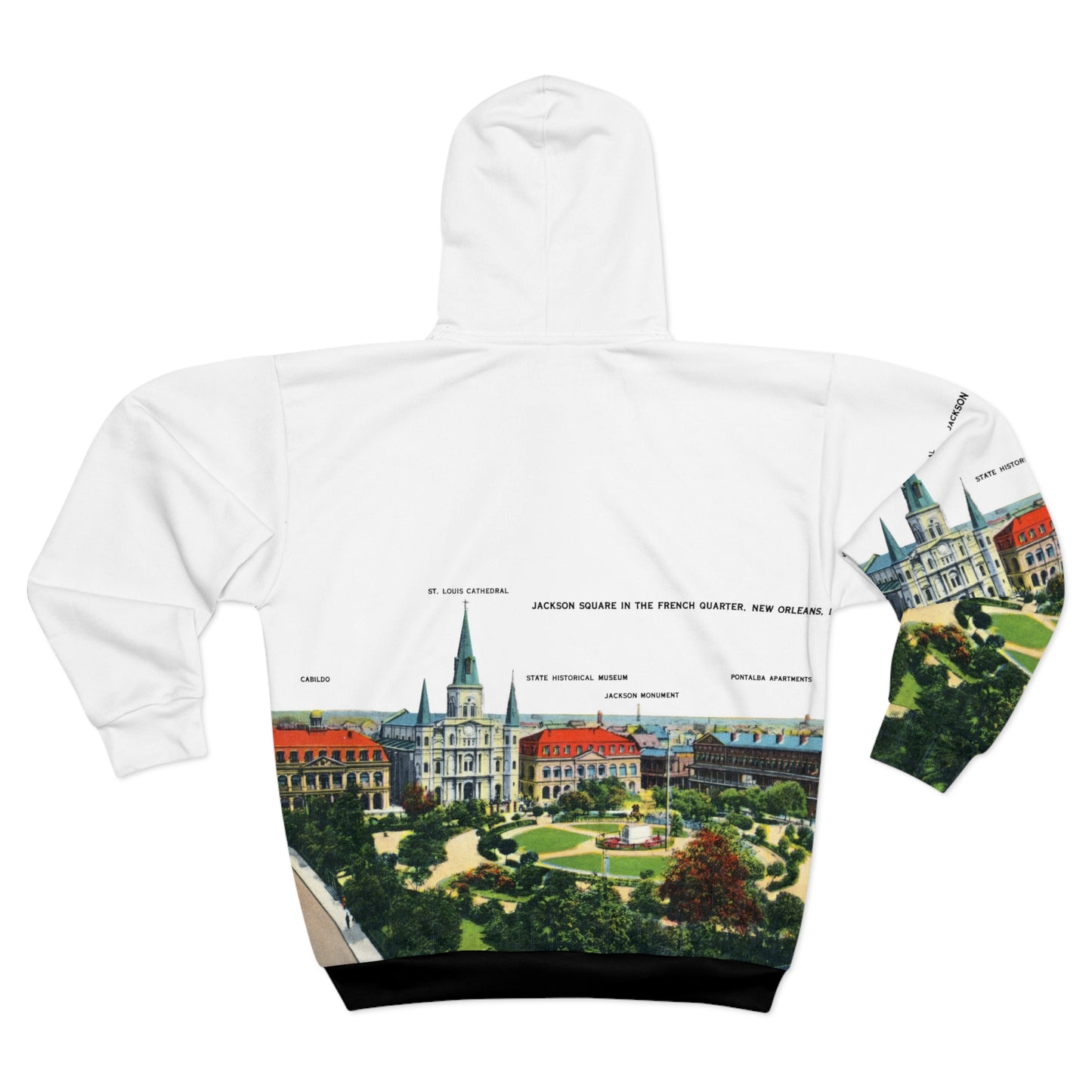 French Quarter New Orleans Zip Hoodie — Vintage Cityscape All-Over Print