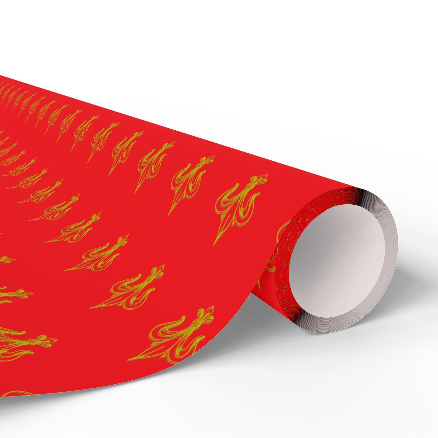 Festive Red & Gold Fluer-de-lis Pattern Holiday Gift Wrapping Paper
