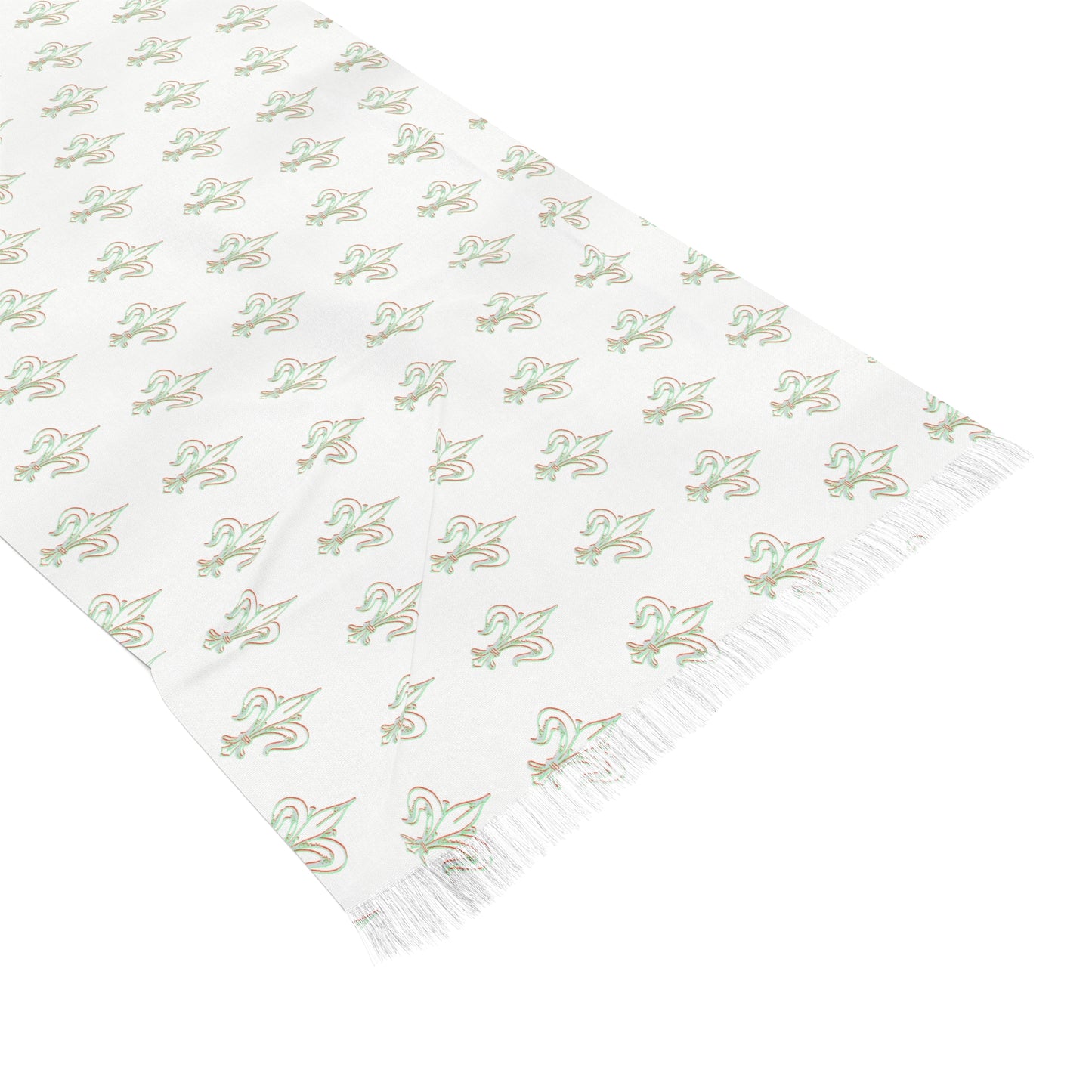 Lightweight White Scarf with Subtle Green Floral Print – Soft Summer Wrap