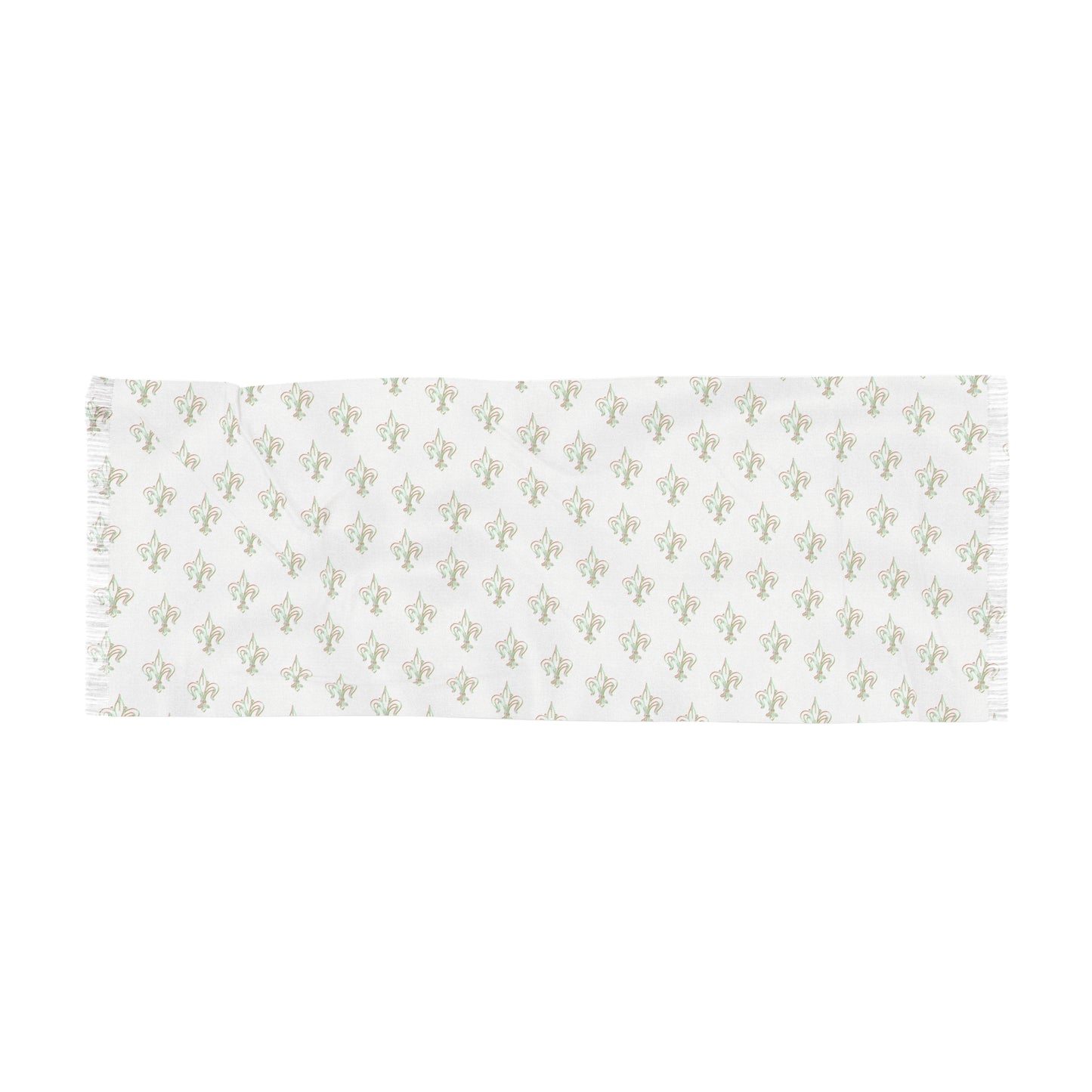 Lightweight White Scarf with Subtle Green Floral Print – Soft Summer Wrap