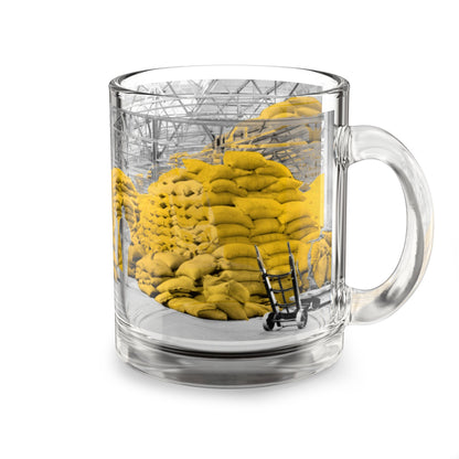 Vintage Warehouse Scene 10oz Glass Mug – Yellow Grain Sack Photo