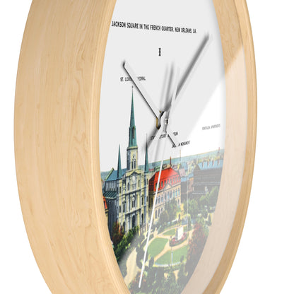 Jackson Square New Orleans Wall Clock — Vintage French Quarter Scenic Clock