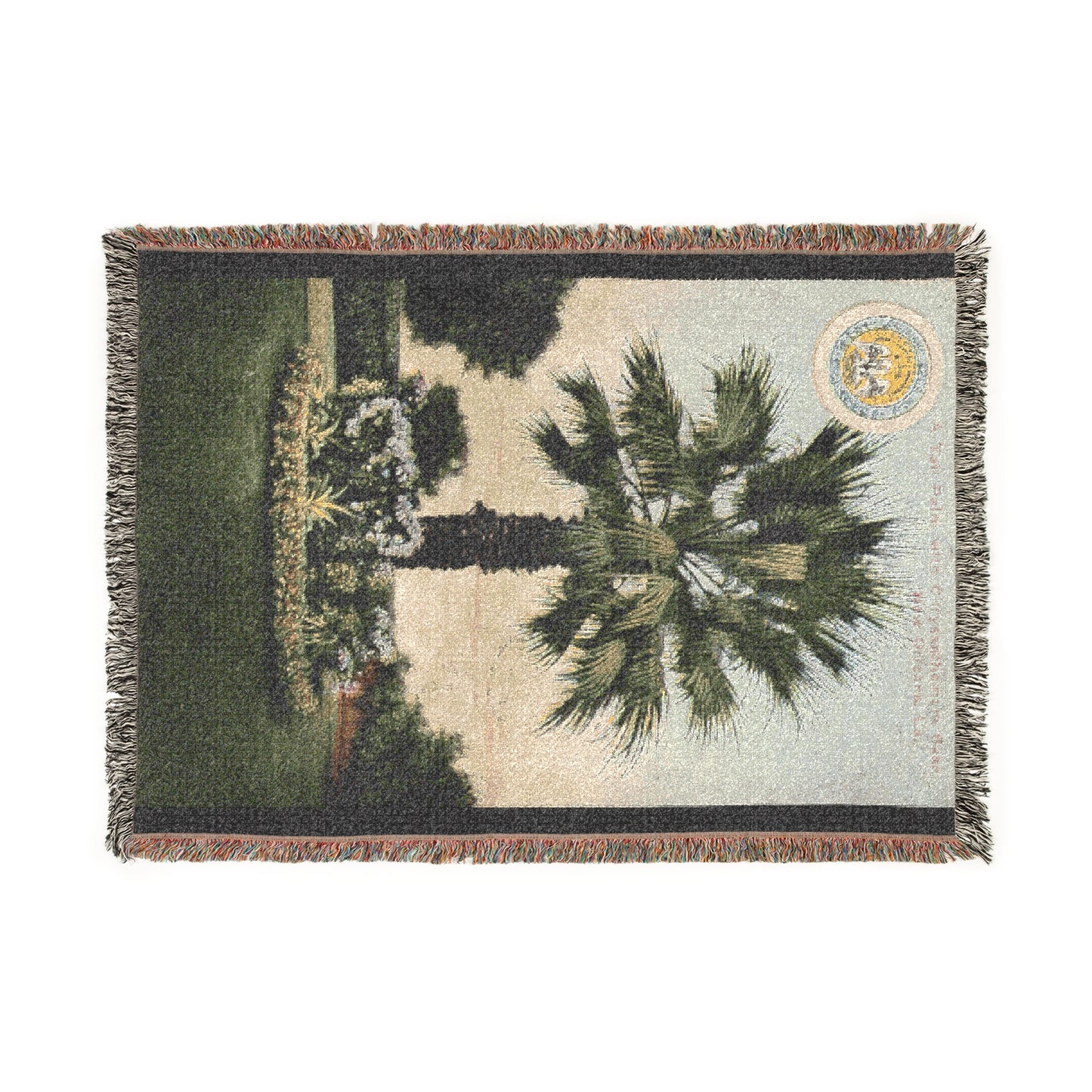 Palmetto Tree Woven Blanket — South Carolina Vintage Coastal Throw