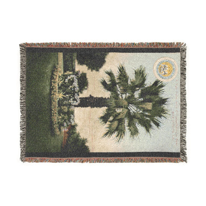 Palmetto Tree Woven Blanket — South Carolina Vintage Coastal Throw