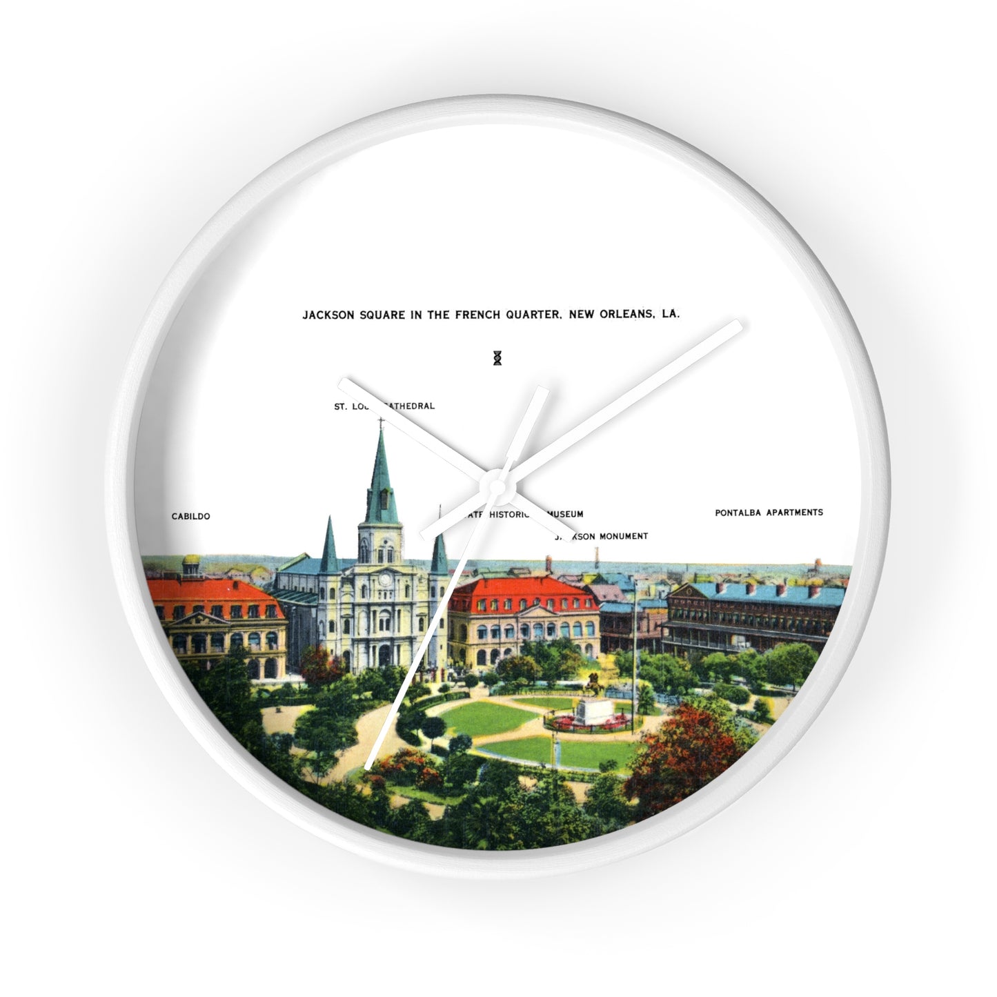 Jackson Square New Orleans Wall Clock — Vintage French Quarter Scenic Clock
