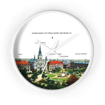 Jackson Square New Orleans Wall Clock — Vintage French Quarter Scenic Clock