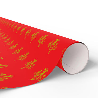 Festive Red & Gold Fluer-de-lis Pattern Holiday Gift Wrapping Paper