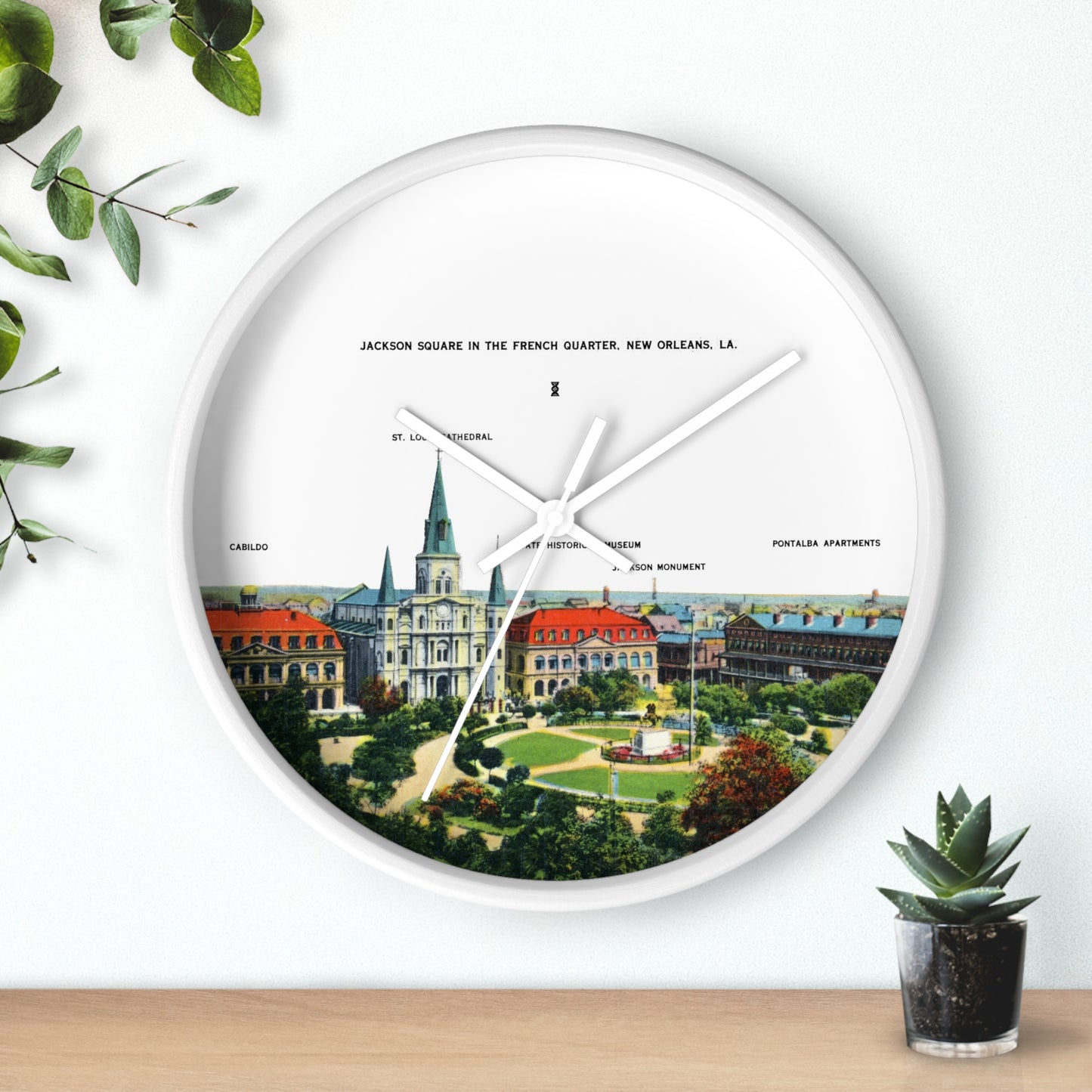 Jackson Square New Orleans Wall Clock — Vintage French Quarter Scenic Clock