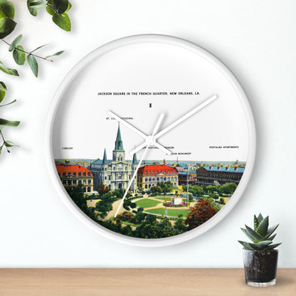 Jackson Square New Orleans Wall Clock — Vintage French Quarter Scenic Clock