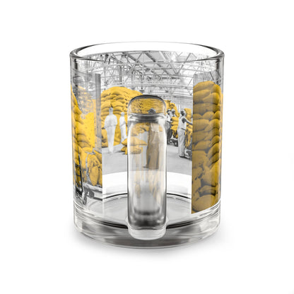 Vintage Warehouse Scene 10oz Glass Mug – Yellow Grain Sack Photo