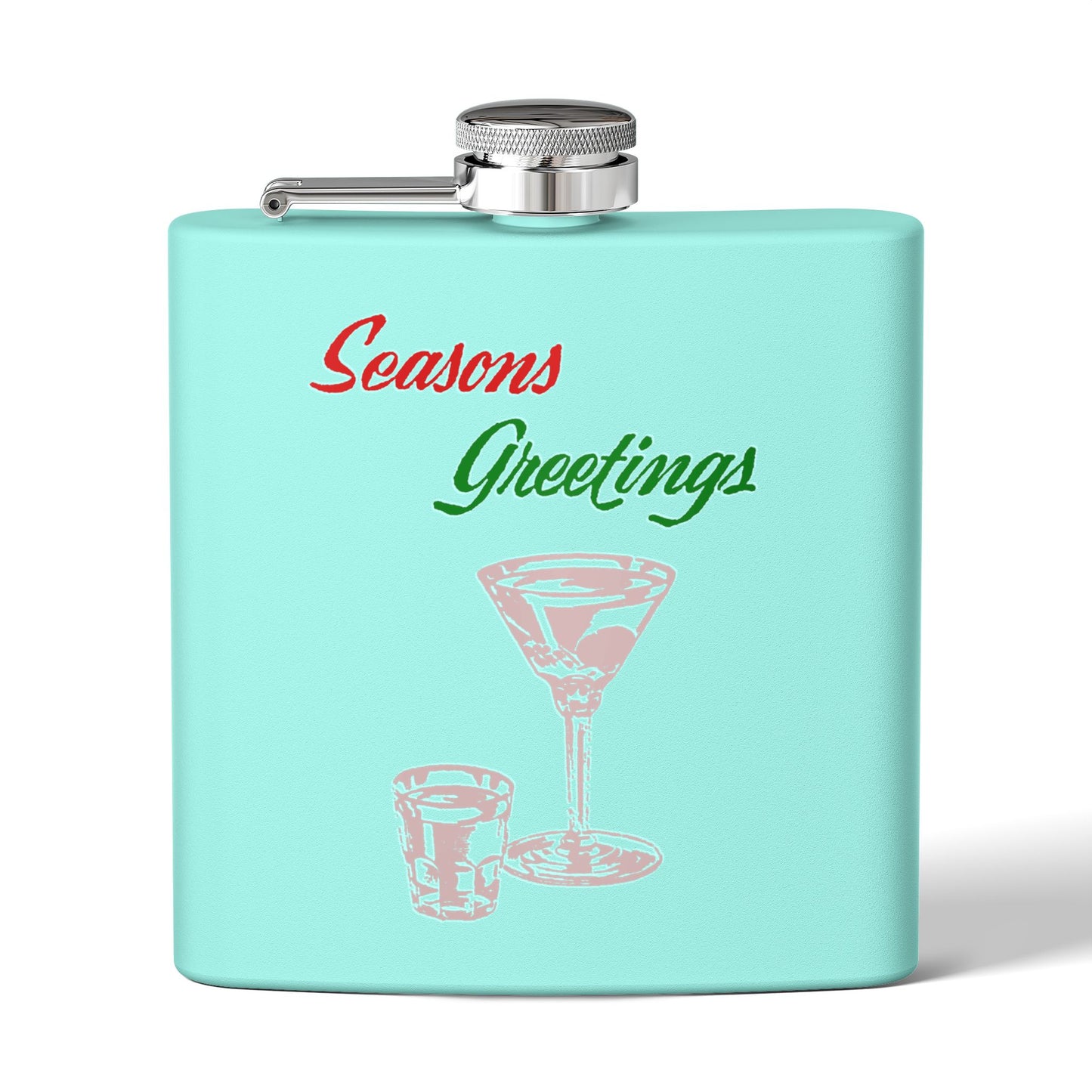 Season Greetings Holiday Stainless Steel Flask, 6oz
